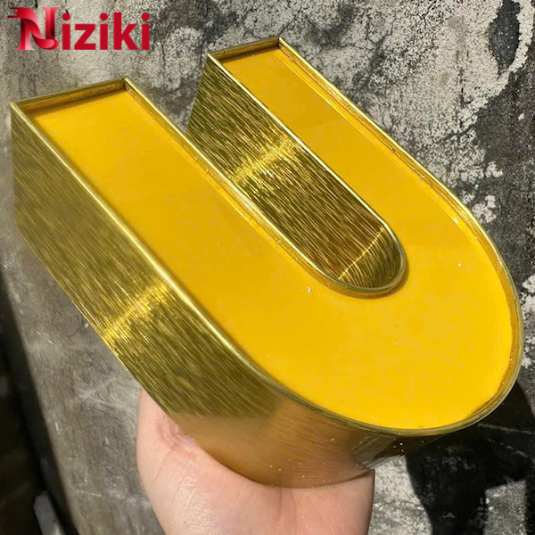 Gáy Nhôm Uốn Chữ 1 Gờ Màu Vàng Xước