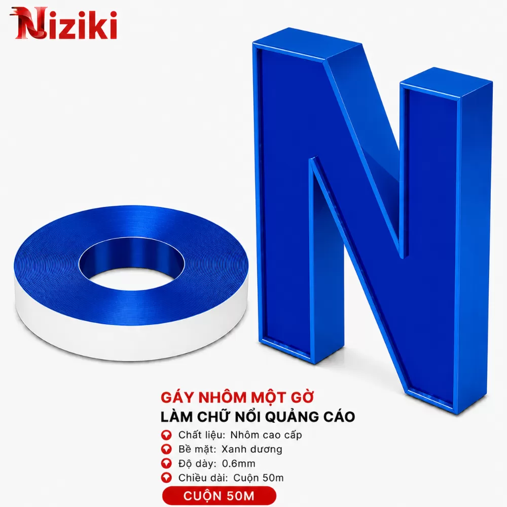 Gáy Nhôm Uốn Chữ 1 Gờ Màu Xanh Dương