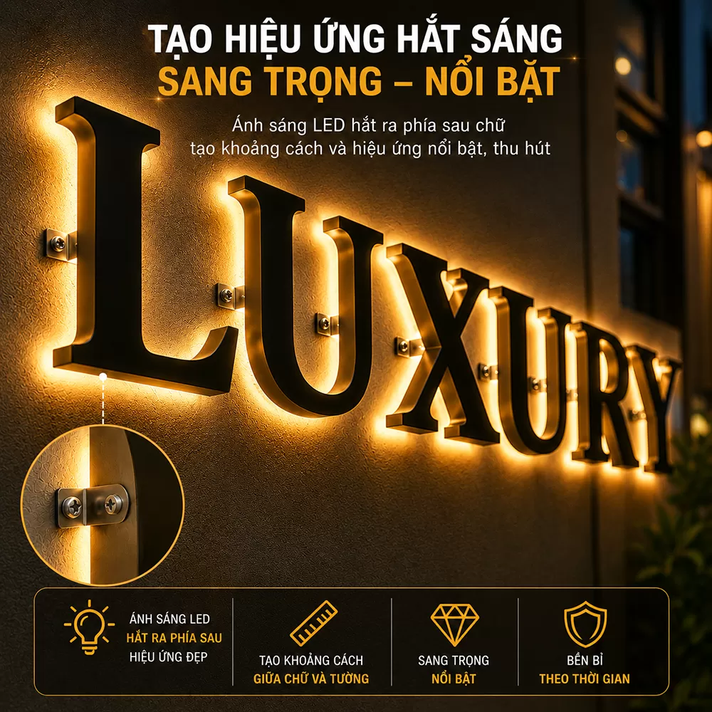 ke c&aacute;ch chữ hắt led