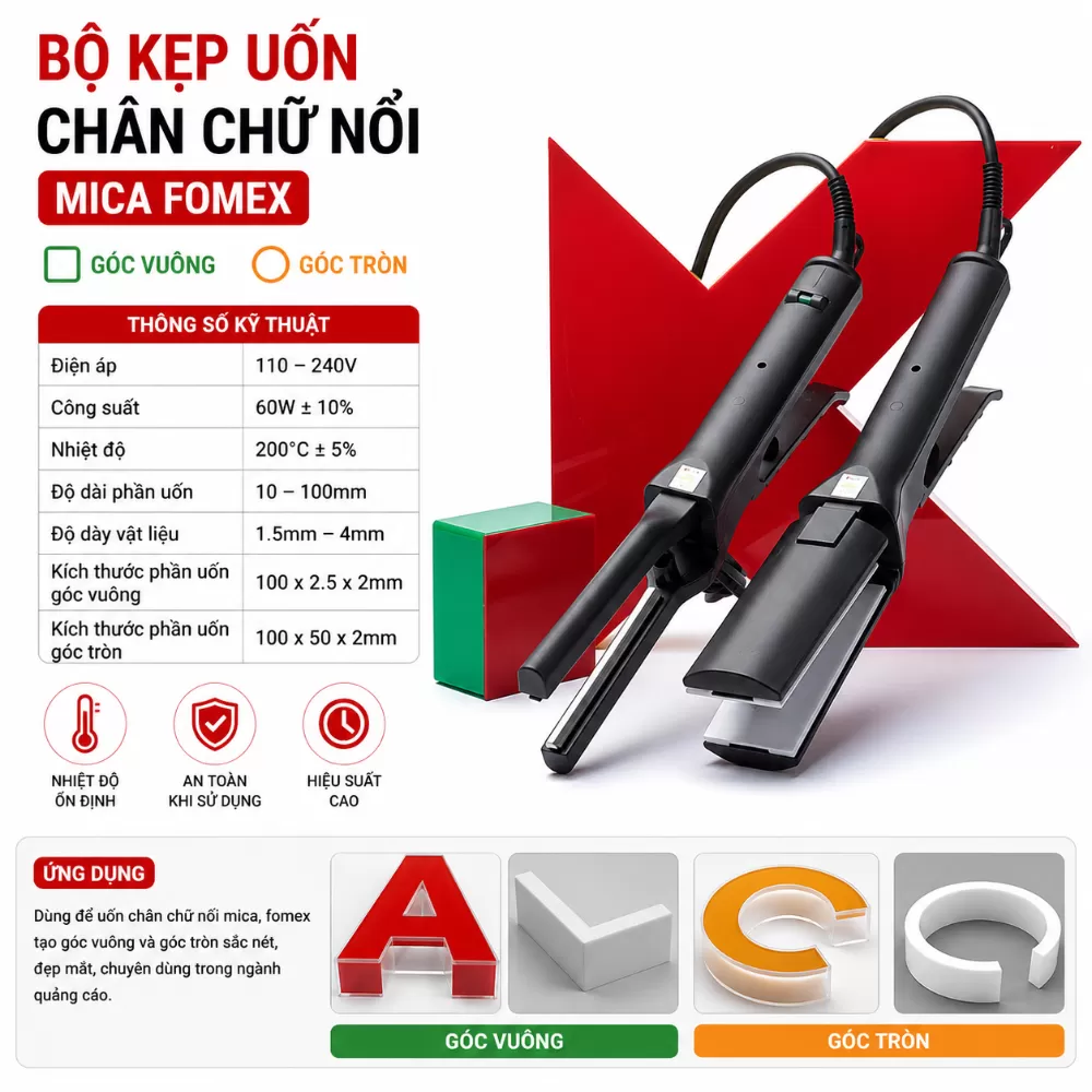 Kẹp Uốn Mica Fomex Góc Vuông Góc Tròn