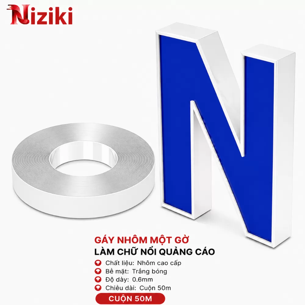 Gáy Nhôm Uốn Chữ 1 Gờ Màu Trắng