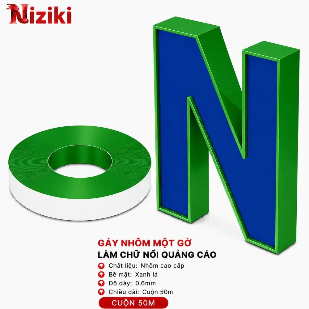 Gáy Nhôm Uốn Chữ 1 Gờ Màu Xanh Lá Cây
