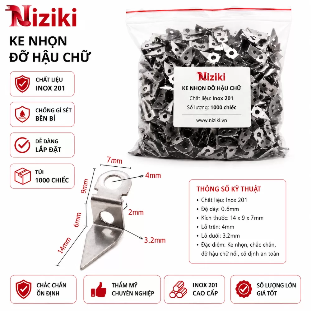 Túi 1000 chiếc chất liệu inox 201