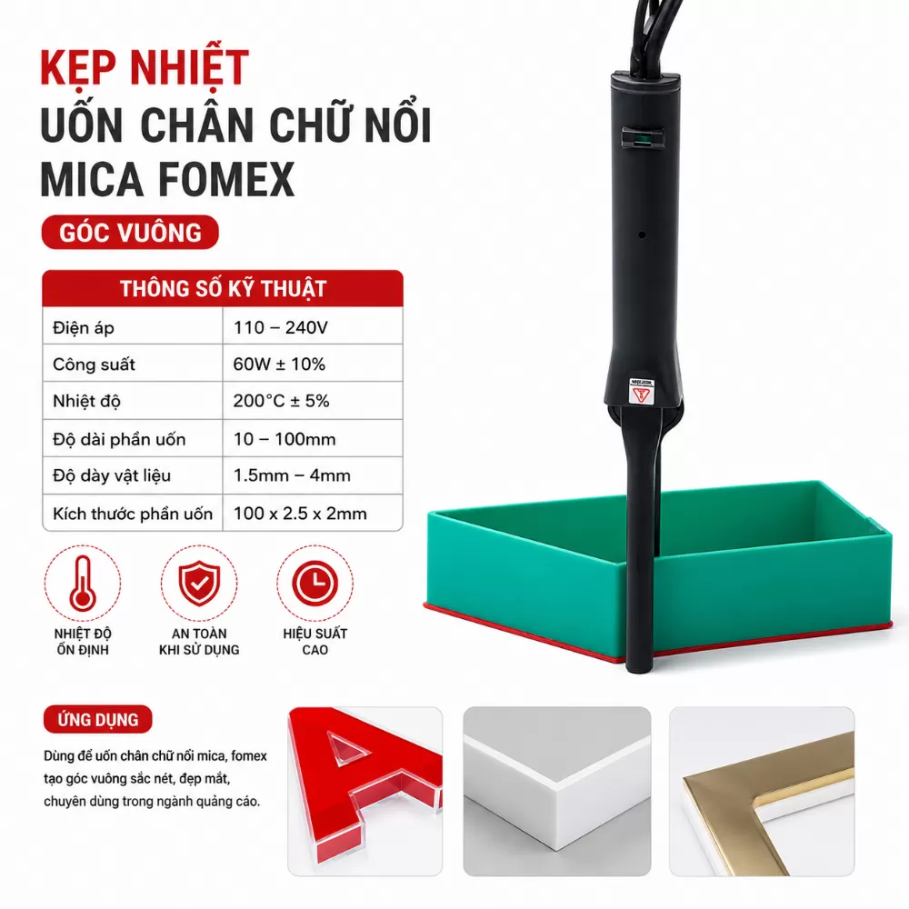 Kẹp Uốn Mica Fomex Góc Vuông Góc Tròn