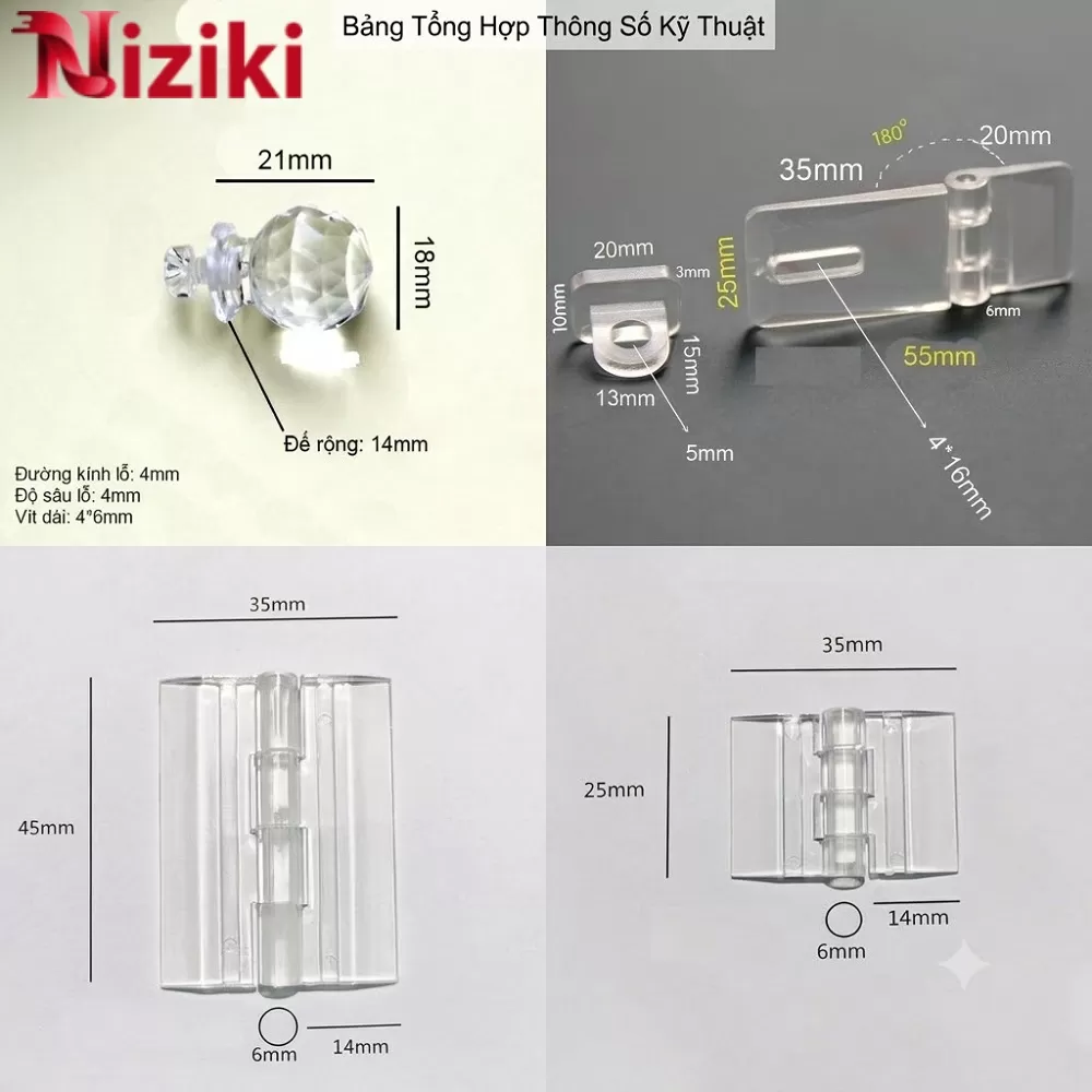 Bản lề mica trong suốt – Phụ kiện tiện lợi cho hộp mica trưng bày